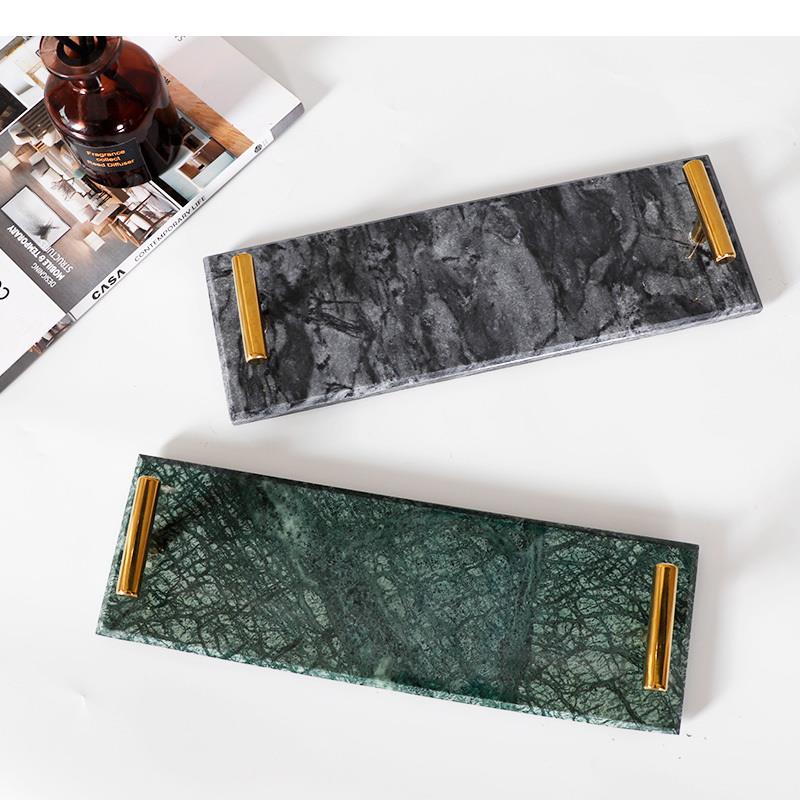 Home Center Bathroom Accessories - İskandinav Doğal Mermer Tepsi Dekorasyon Kozmetik