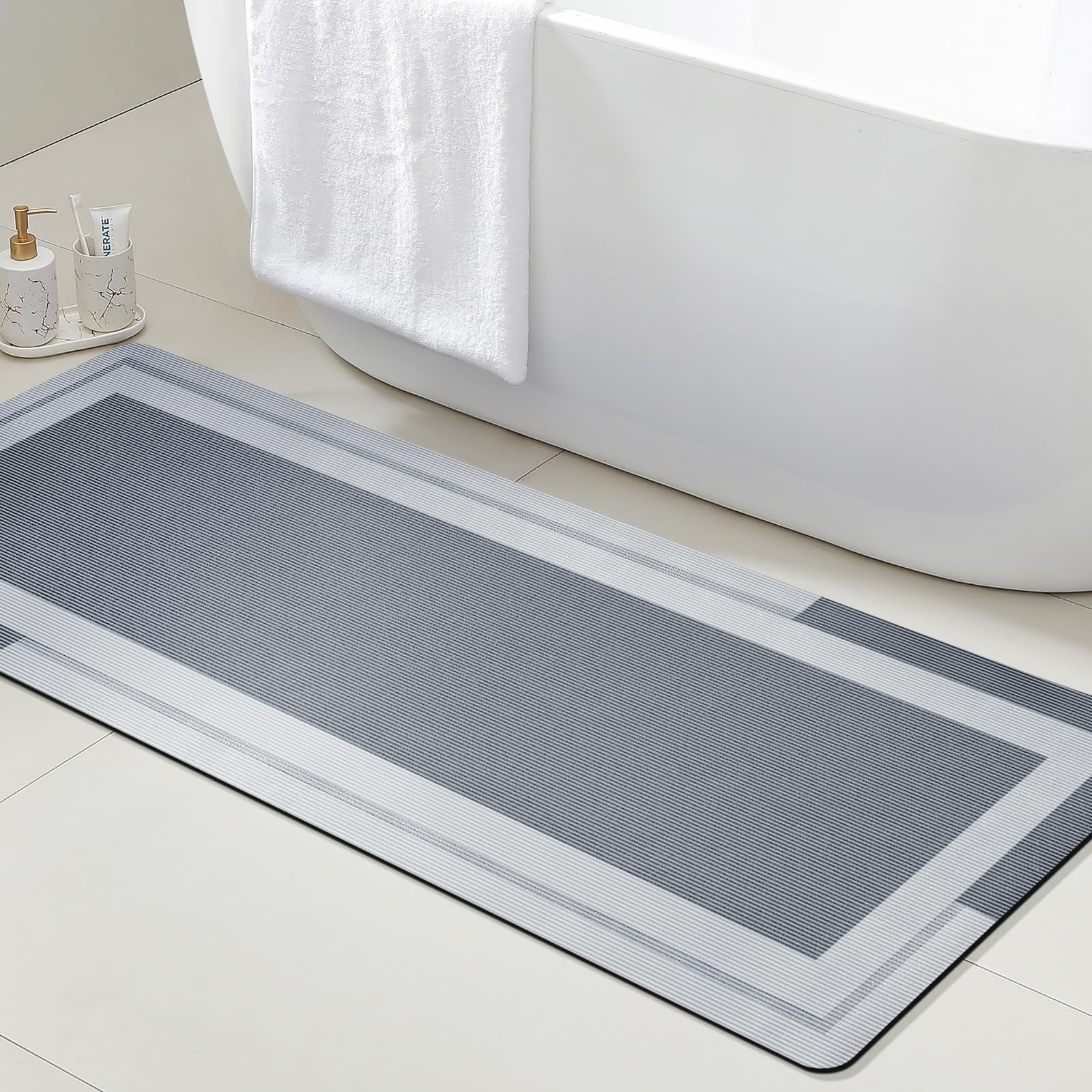 Zara Home Bathroom Mat - VIKAMA Kaymaz Kauçuk Tabanlı Banyo Yolluk