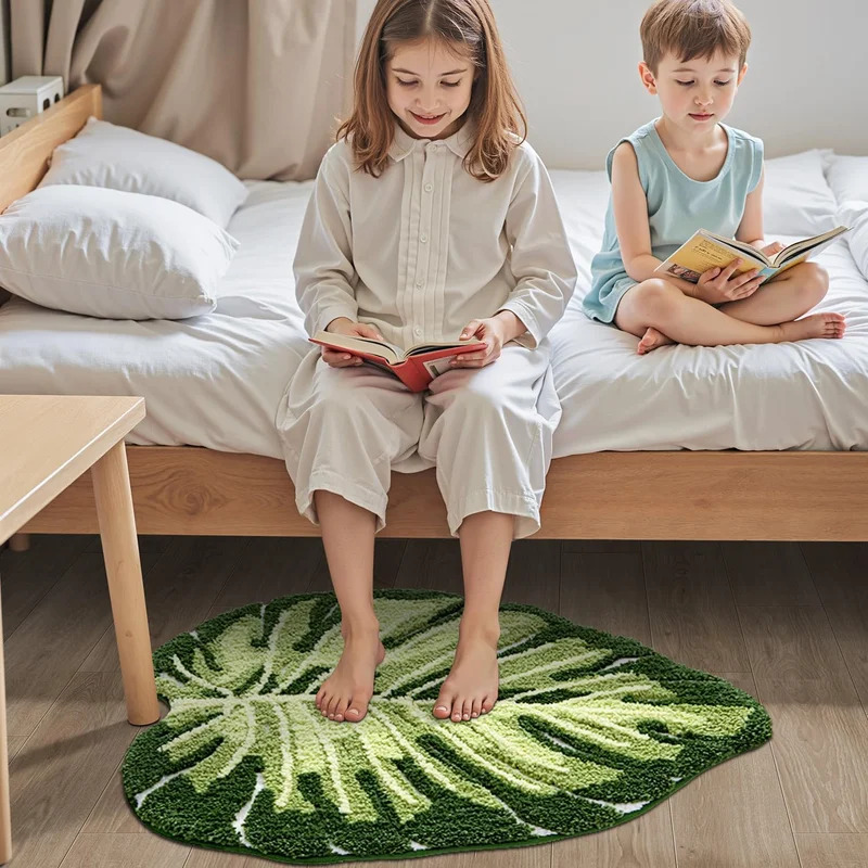 Zara Home Bathroom Mat - VIKAMA Kaymaz Banyo Paspası Yeşil Yaprak