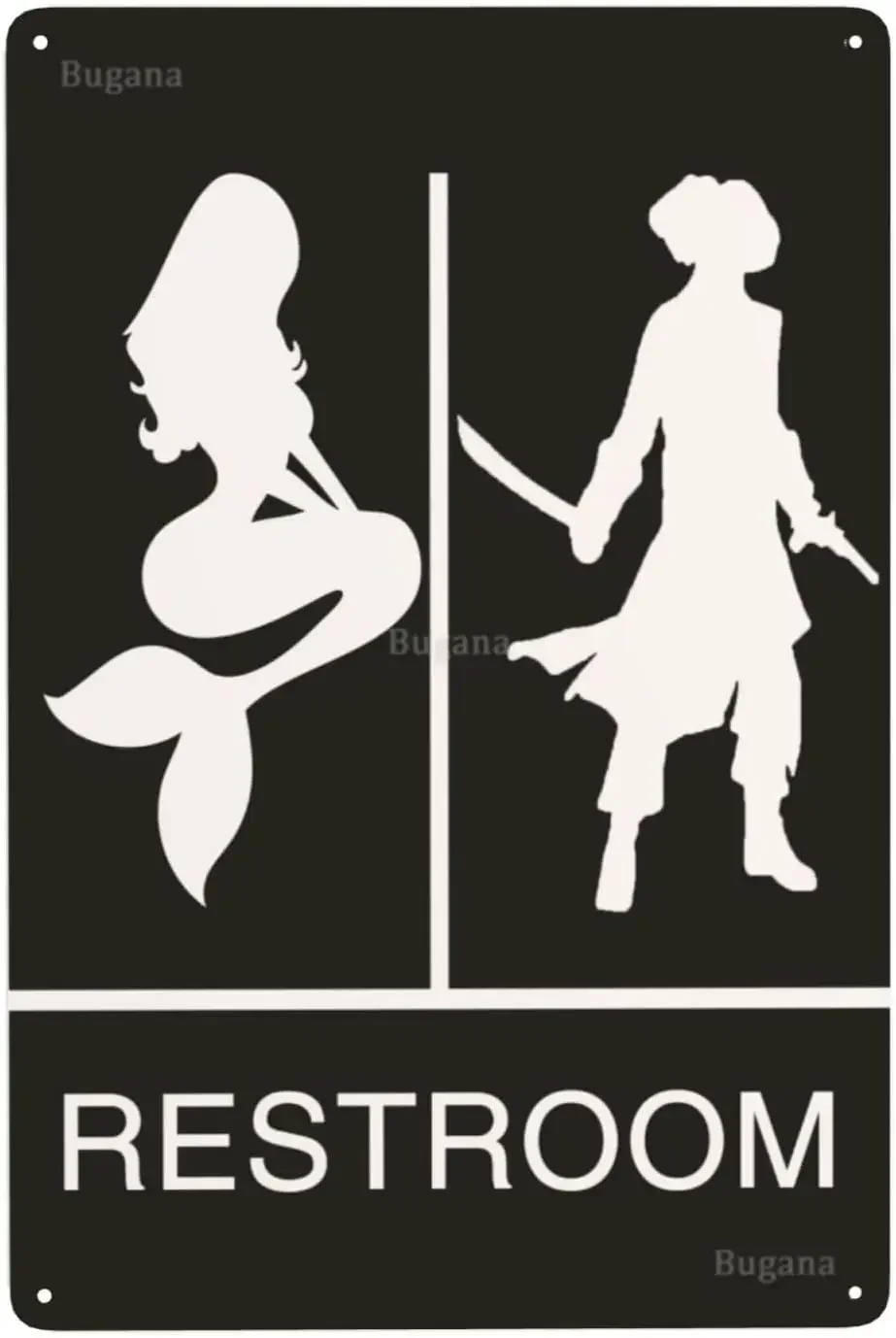 Home Bathroom Door - Denizkızı Korsan Tuvalet Vintage Metal Tabela,