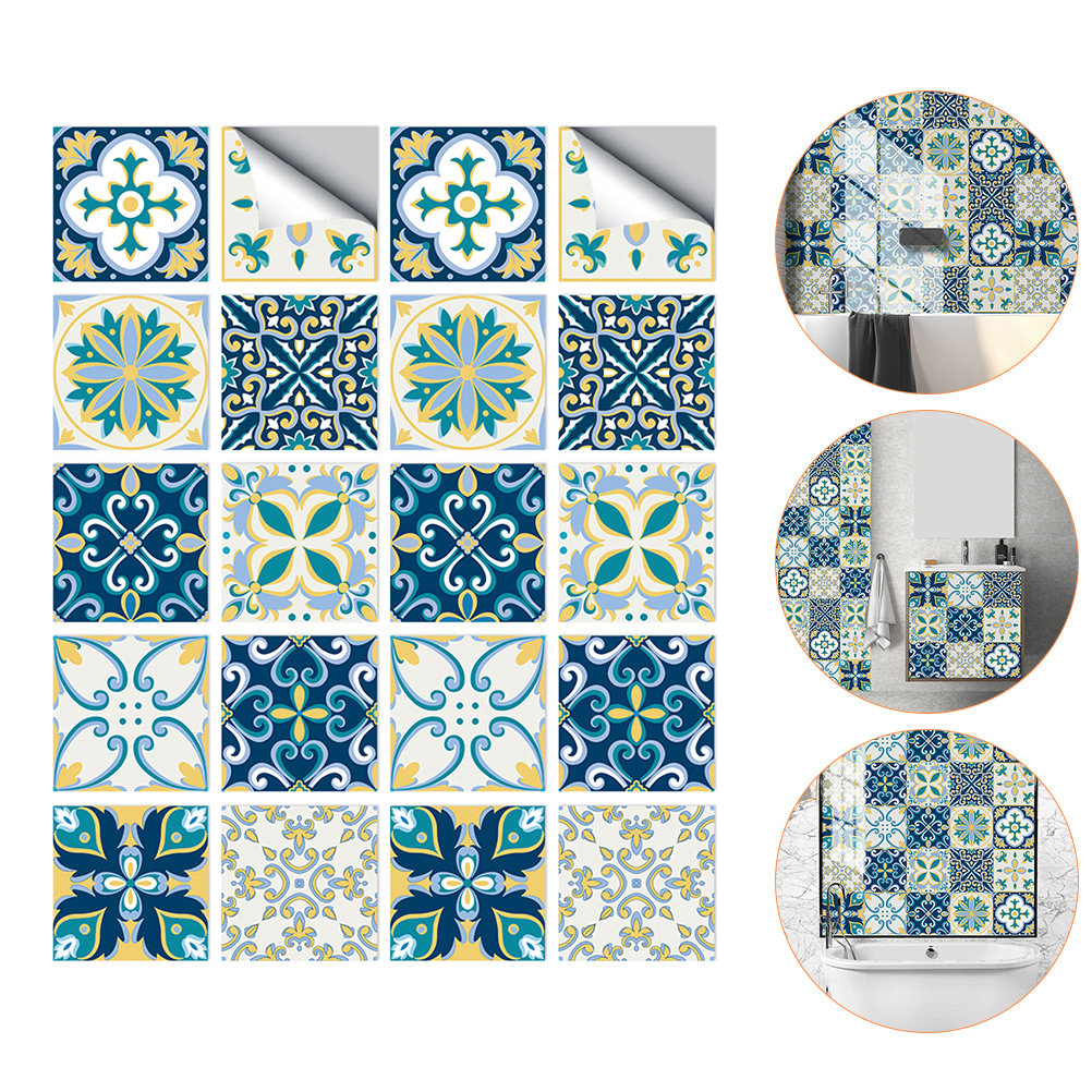 Home Bathroom Tiles Design - 20 adet PVC Yapışkanlı Karo Su