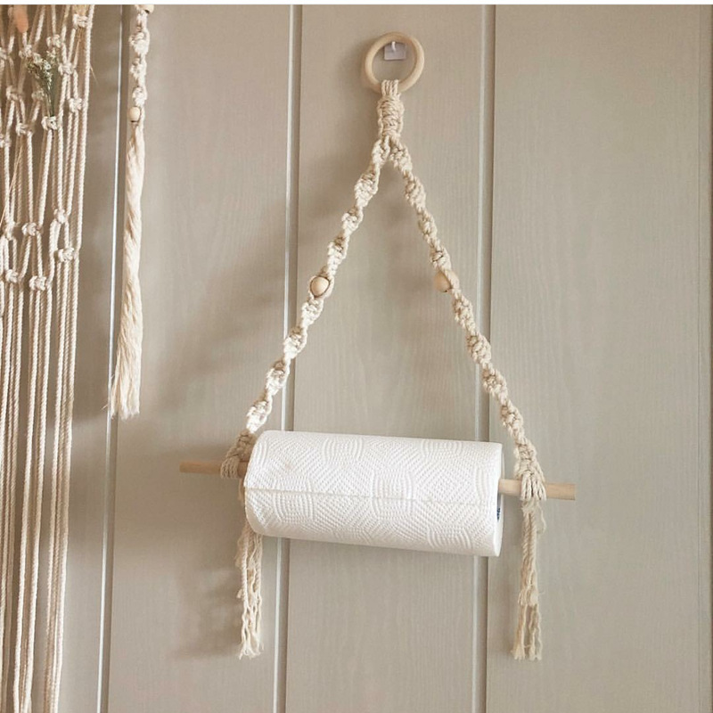 Home Center Bathroom Accessories - Makrome kağıt havlu tutacağı makrome duvar