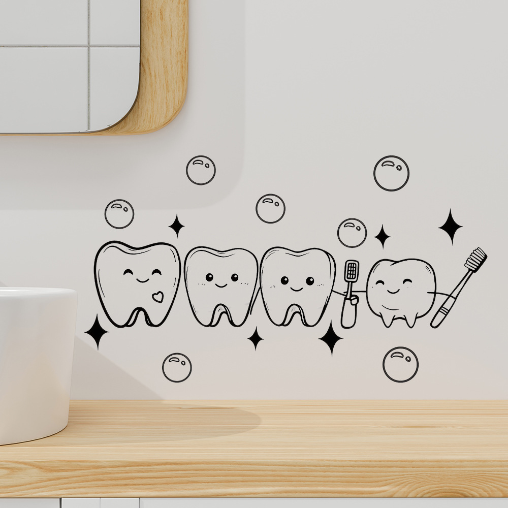 Jet Home Bathroom - Karikatür Diş Tasarımı Duvar Çıkartması PVC