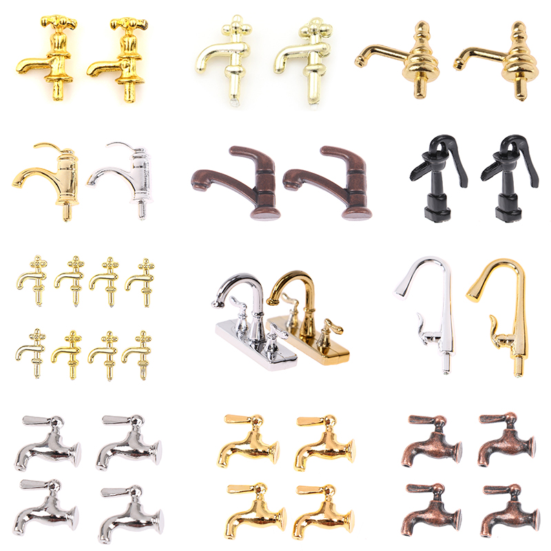 Home Bathroom Taps - 1/2/4/12 adet 1:12 minyatür Metal/plastik su